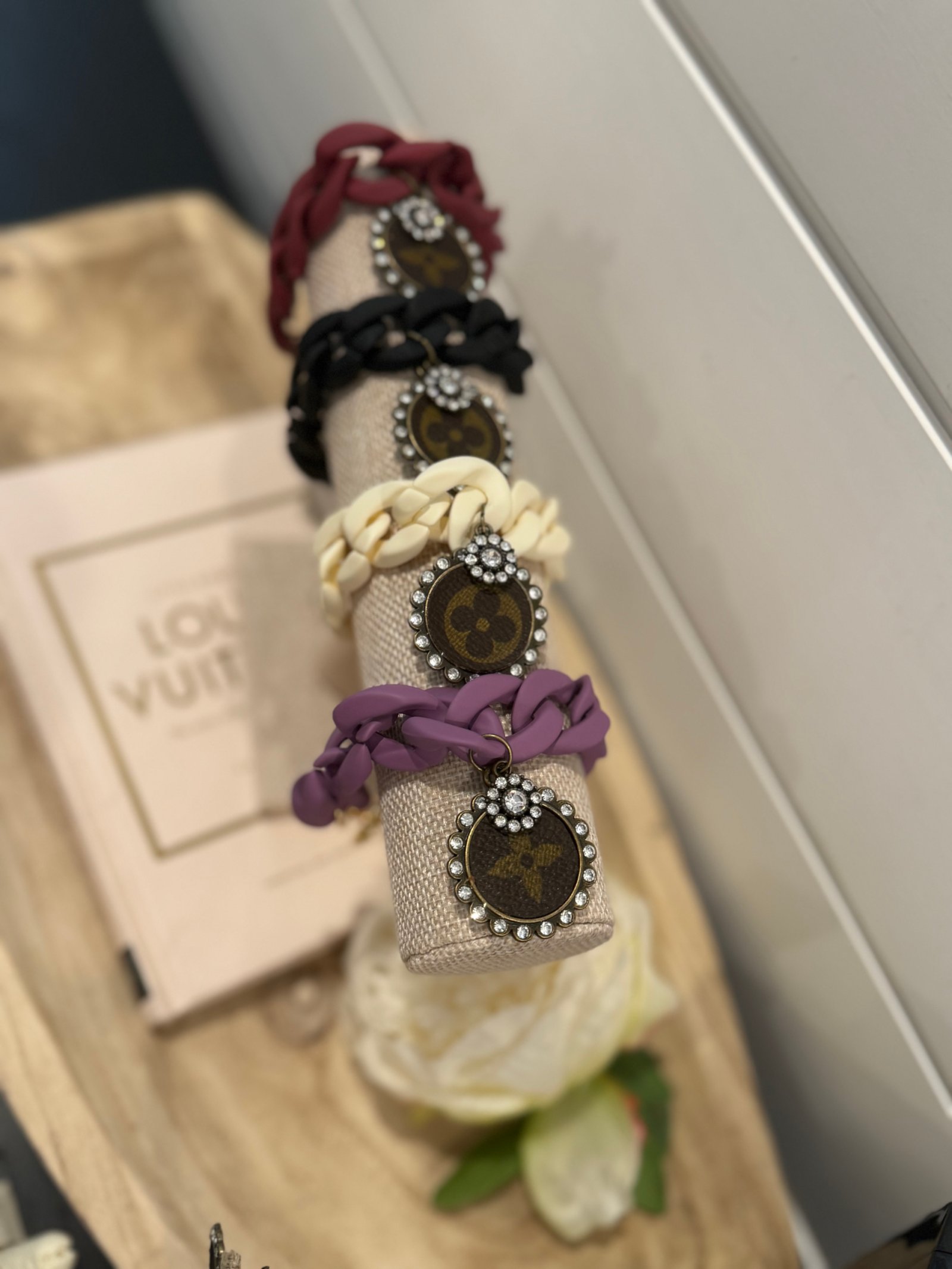 monogram acrylic link bracelet