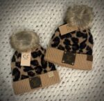 Mommy and Me Leopard Print Winter Beanies - Image 2