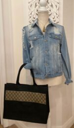 Large GG Black Jute Tote