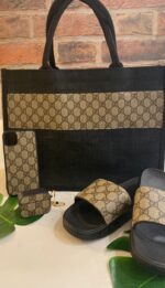 Large GG Black Jute Tote - Image 2