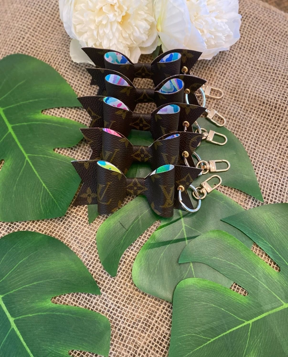 Mono / Lilly Pulitzer Bow Keychain / Bag Charm