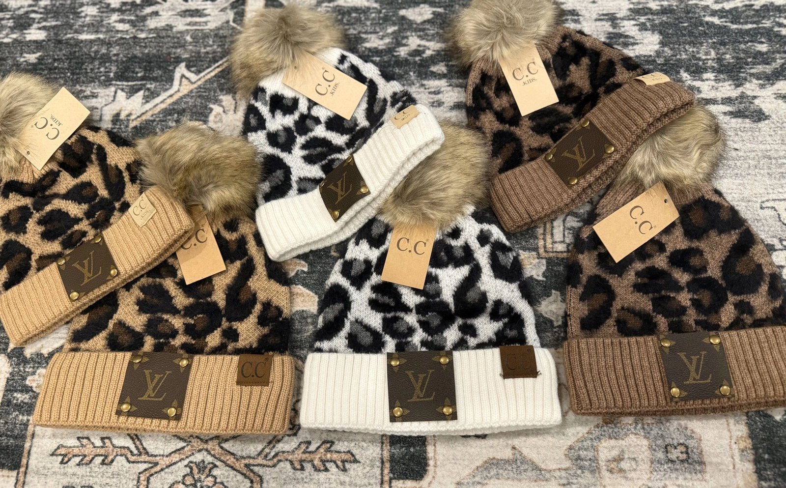 Mommy and Me Leopard Print Winter Beanies